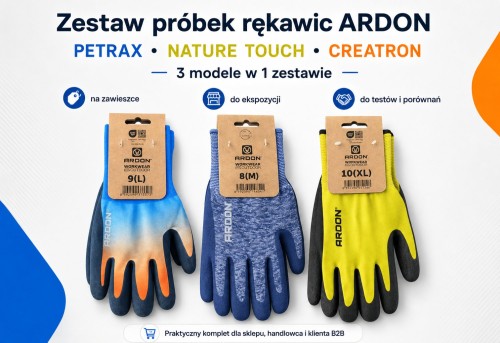 Zestaw 3 rękawic do testowania: Petrax, Nature Touch, Creatron